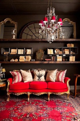 Red lamps various orante mirrors dark walls and ceilings and lush item-thumbnail