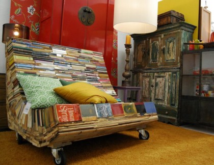 A Chair on Wheels Manufactured from Books item-thumbnail