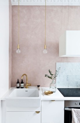 Pink Kitchen Walls, Gold, Stone Kitchen, Plaster Wall Lights item-thumbnail